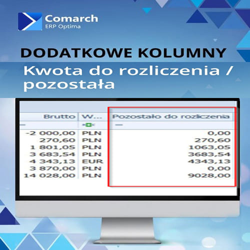 Kolumna: Kwota do rozliczenia / pozostała​