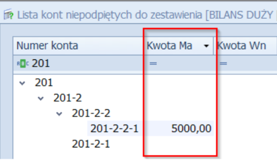 Salda kont nipodpodpięte do RZiS i Bilansu