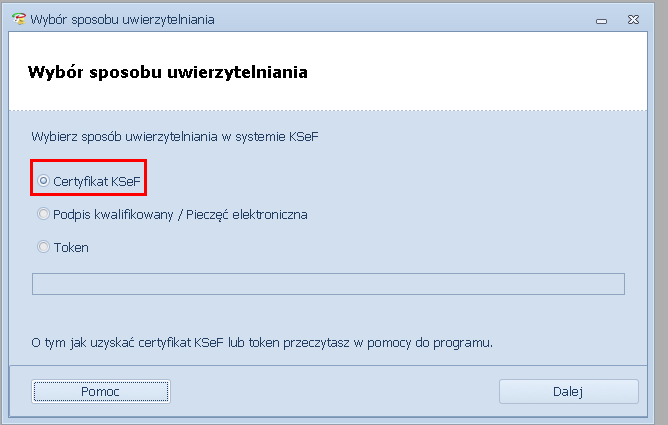 Wybór sposobu uwierzytelniania